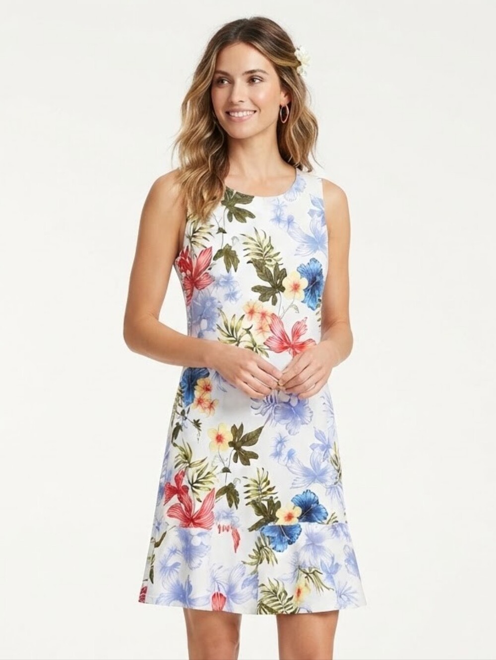 Tommy Bahama Eros Botanical Floral Sleeveless Shift Dress White M NWT